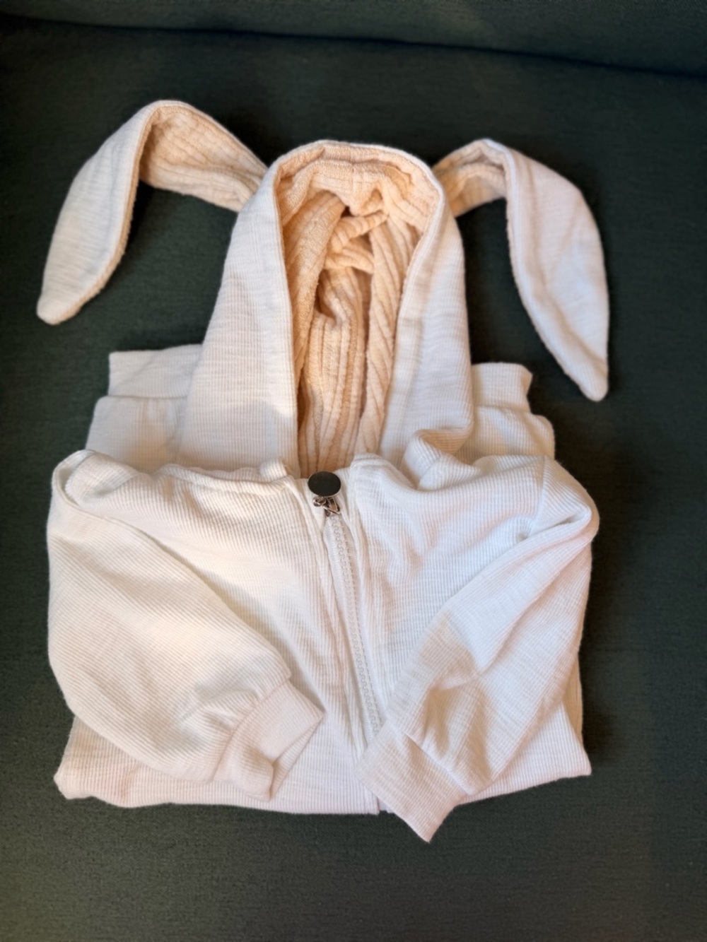 Easter Bunny Zip-up PJ ▪️Cream and Tan ▪️3 Months